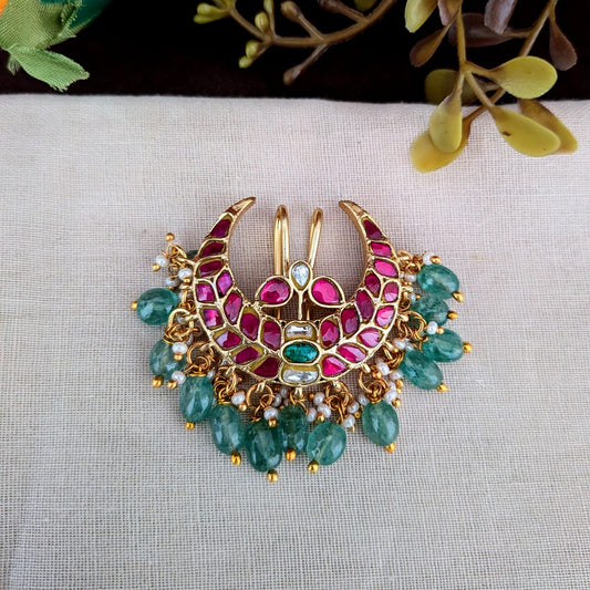 Moon Jadau Kundan  Stone Hair Accessory