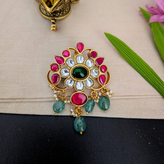 Jadau Kundan Flower Pendant