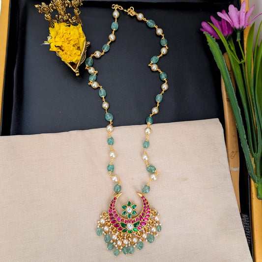 Jadau kundan Ruby Floral Long Necklace