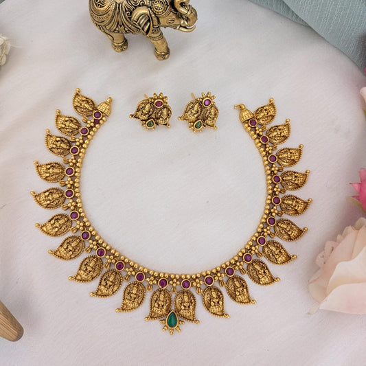 Mango lakshmi ruby necklace set