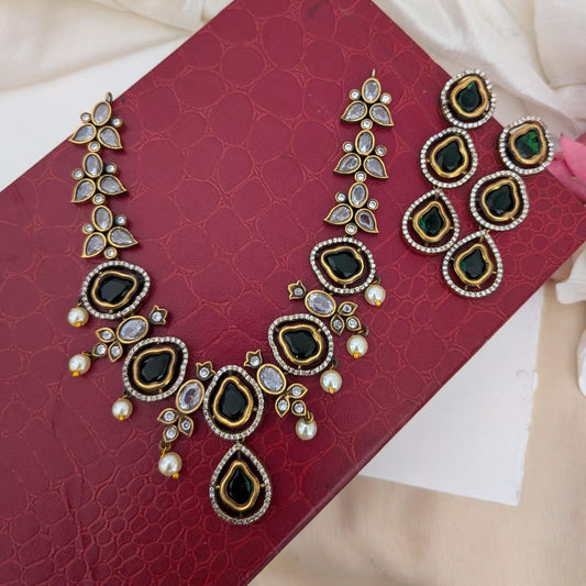 Kundan stone necklace set