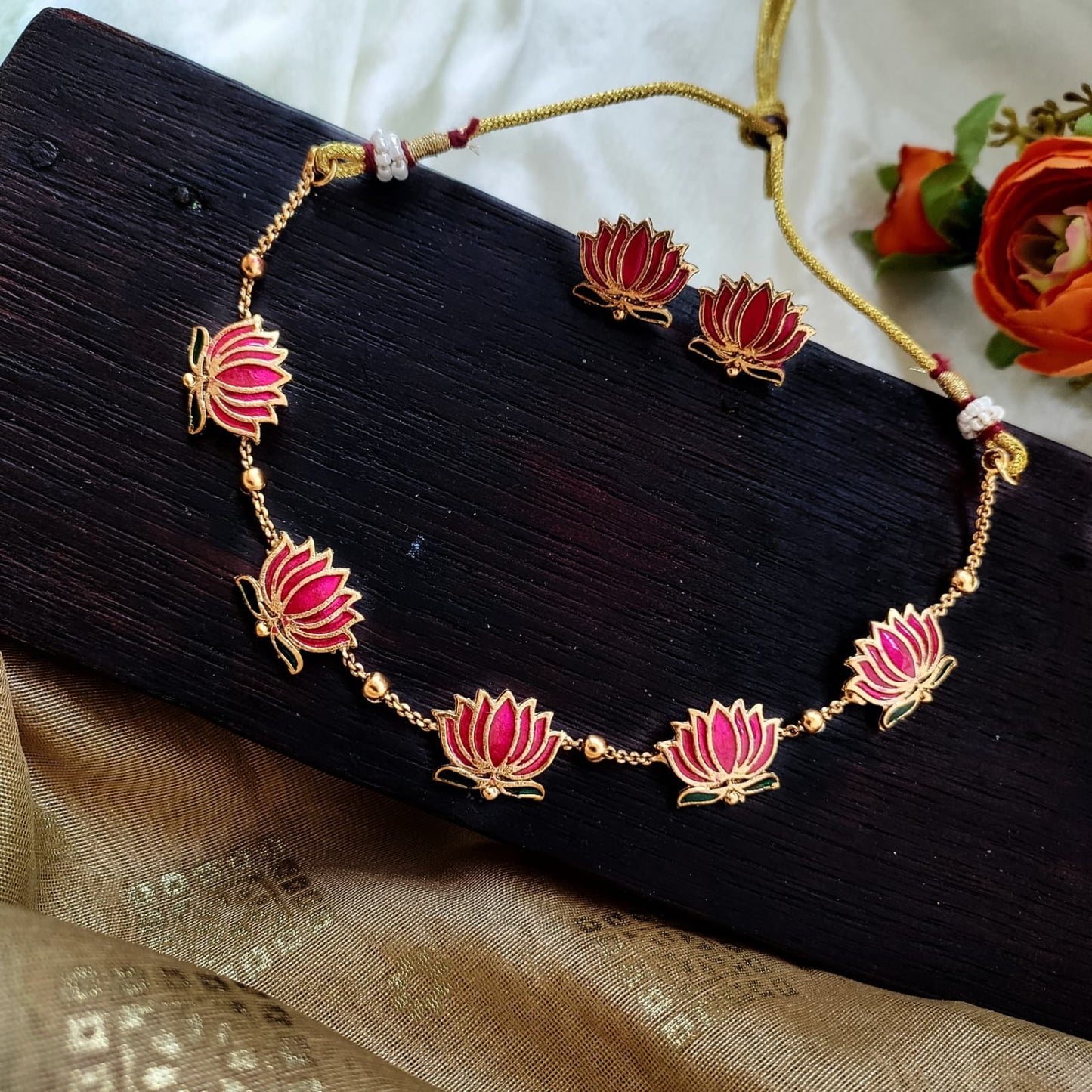 Manju warrier inspired Lotus necklace