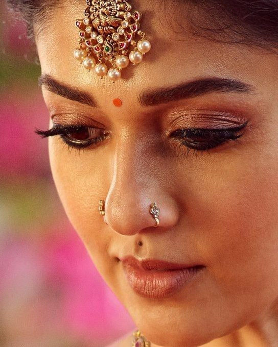 CZ stone studded nosepin - Clipon - Nayanthara style