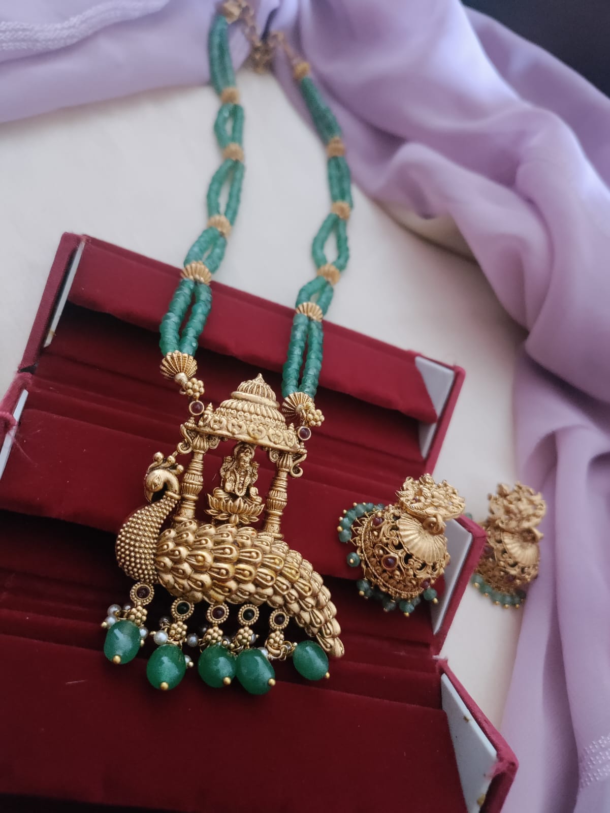 Beaded temple necklace set
