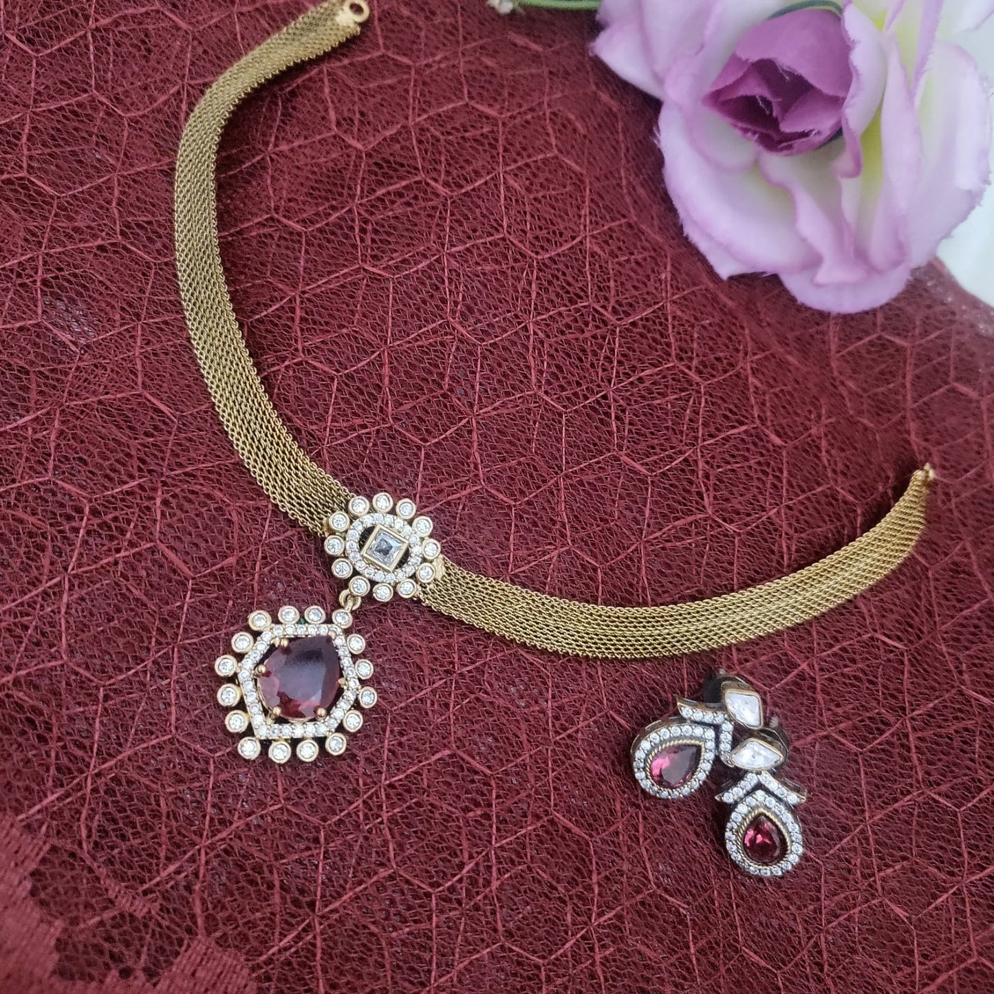 Adigai antique finish necklace set
