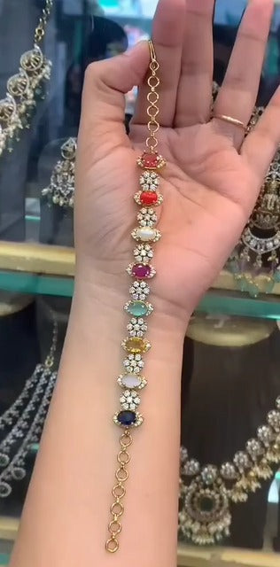 Navratna stone CZ bracelet