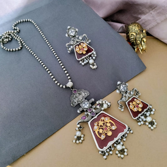 Ruby stone sla long chain set