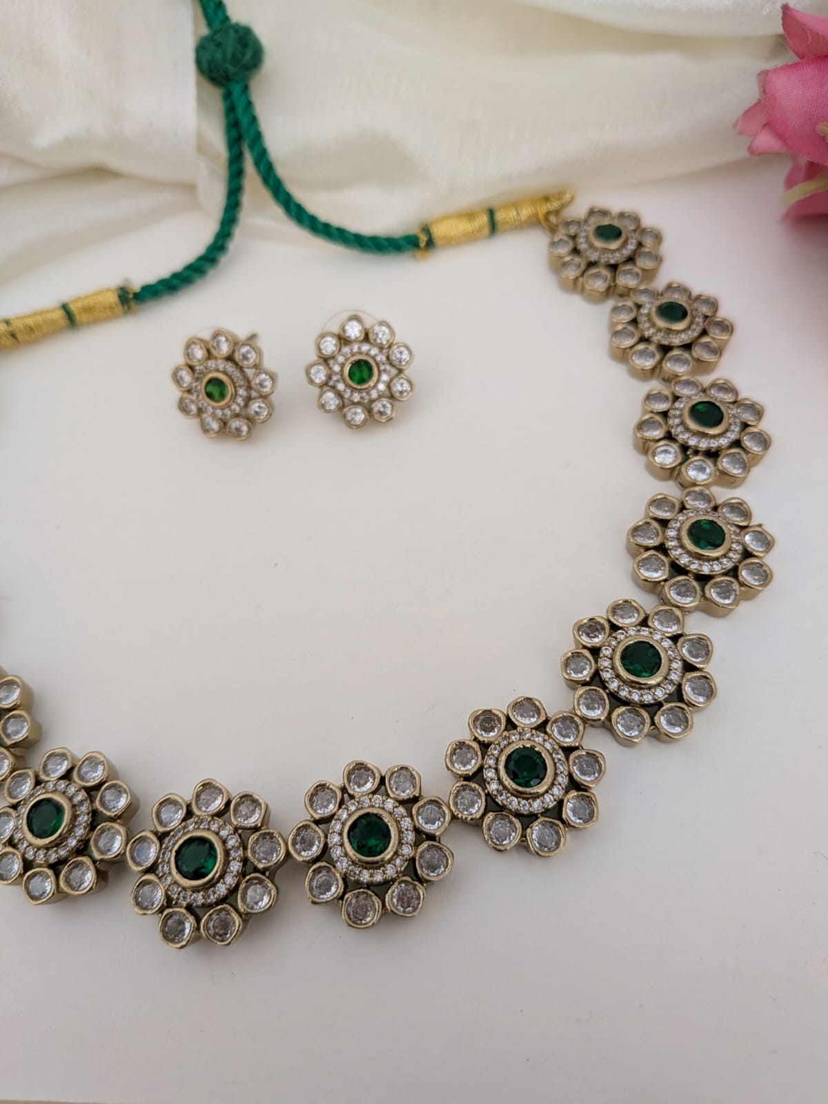 Kundan stone necklace set