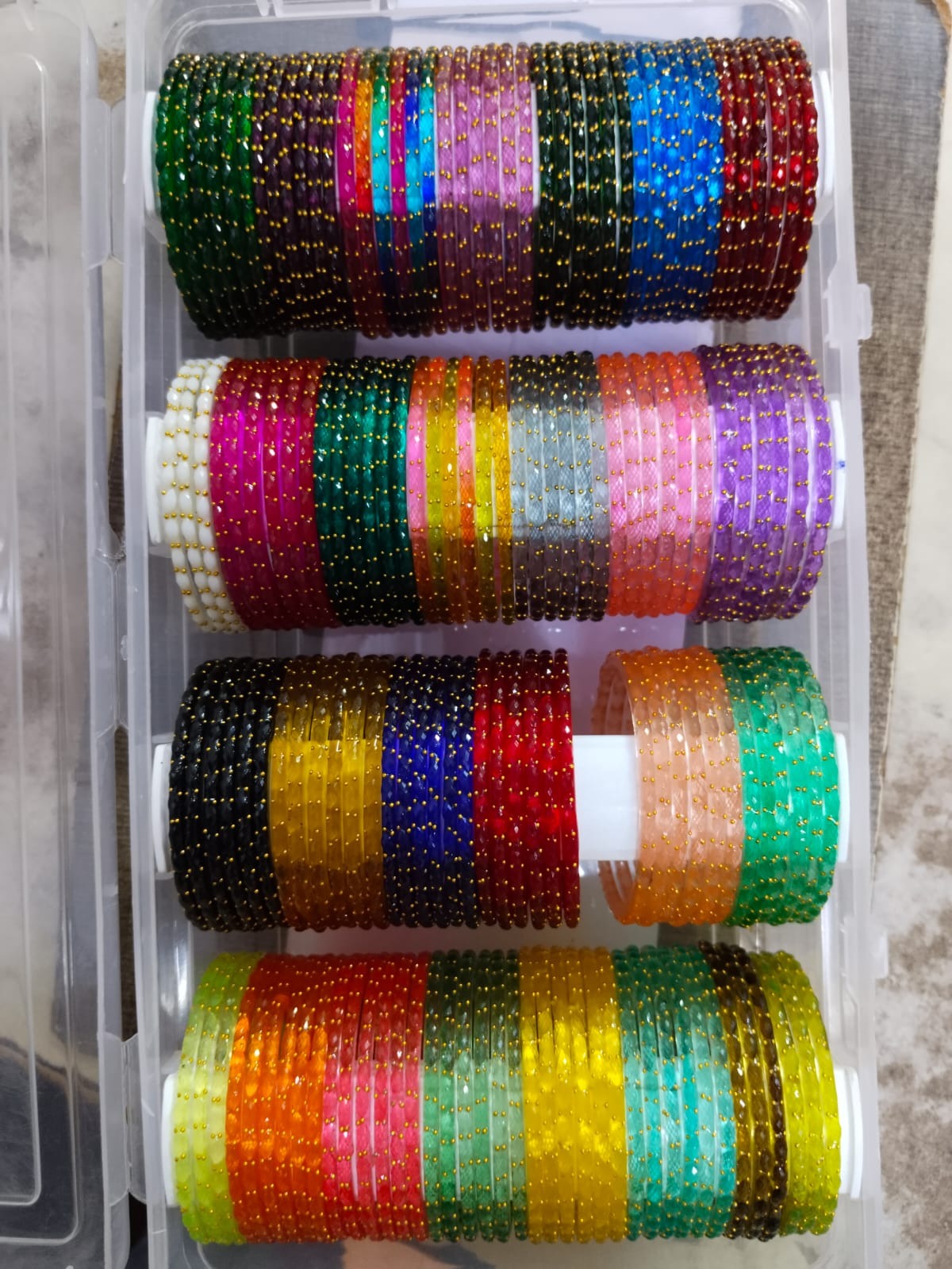 Raindrop Glass Bangles - Crystal Cut