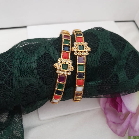 Square navratna bangle set