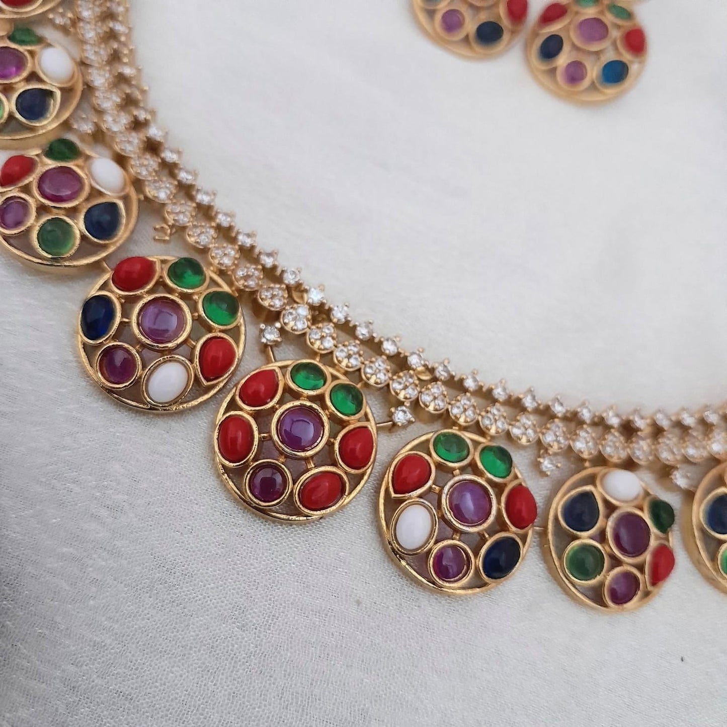 Navratna stone necklace set