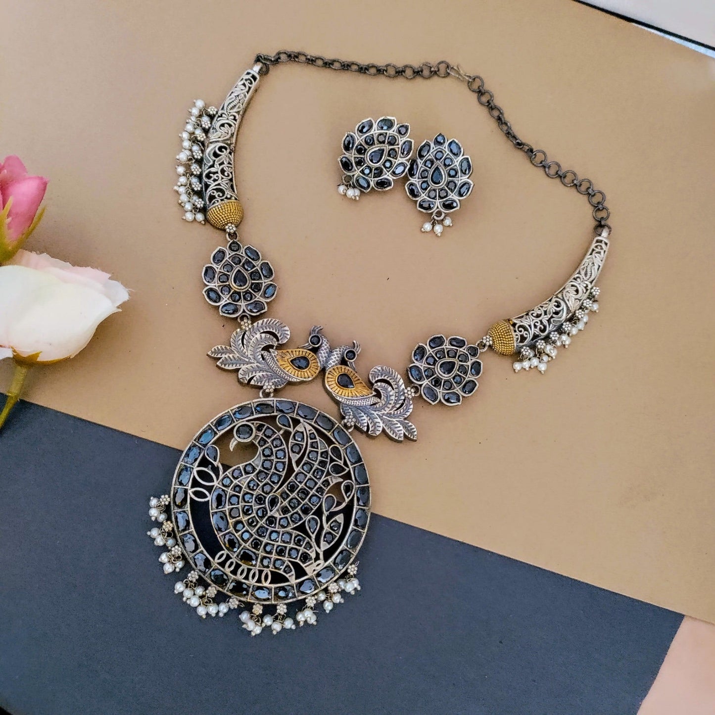 Block stone peacock dualtone hasuli set