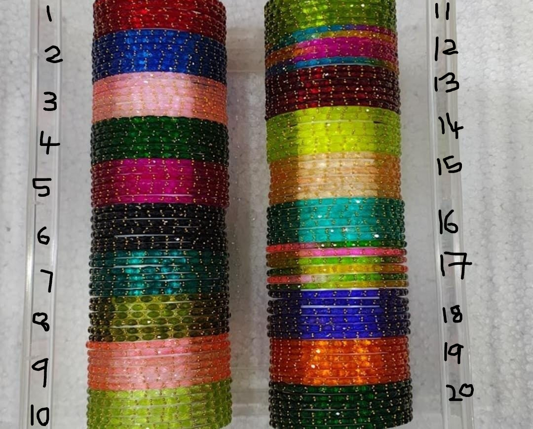 Raindrop Glass Bangles - Crystal Cut