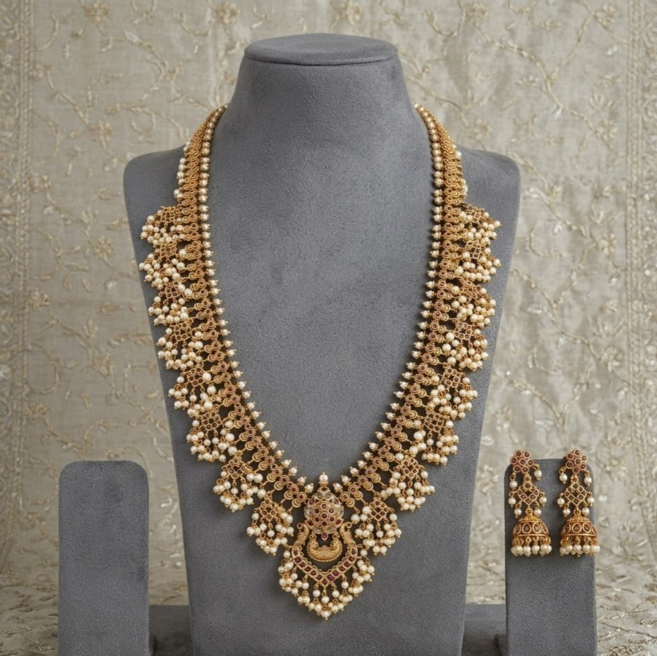 Ruby kemp stone pearl long set
