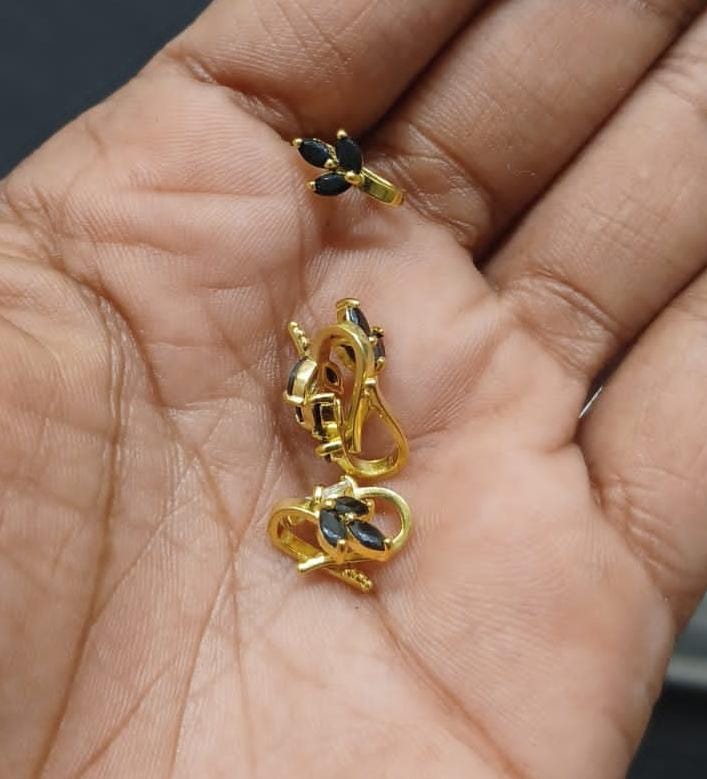 CZ stone studded nosepin - Clipon 3 stone