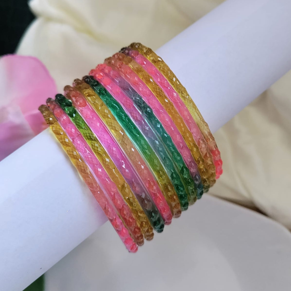 Raindrop Glass Bangles Plain - Crystal cut