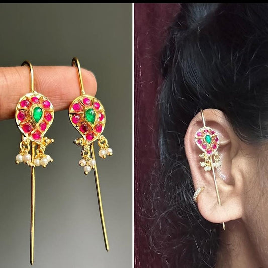 Ear cuff Needle Earring - Jadau Paisley