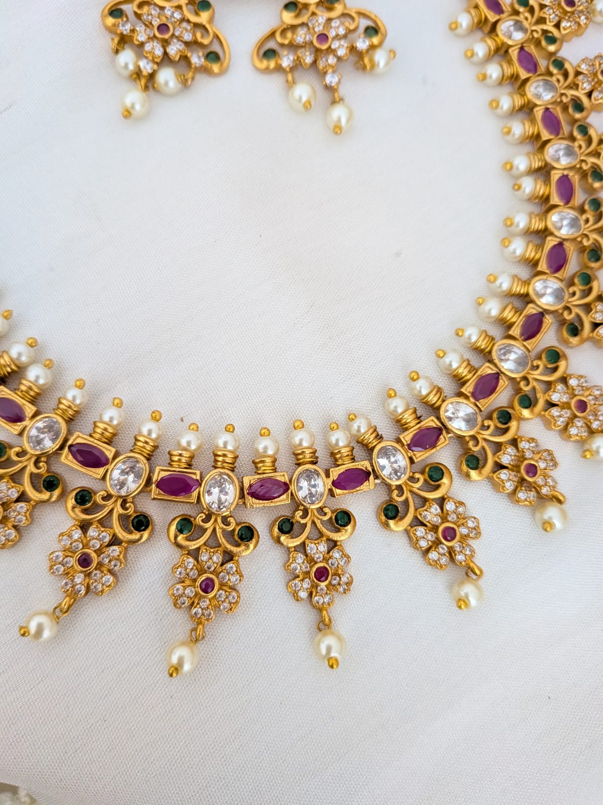 Flower stone kemp necklace set