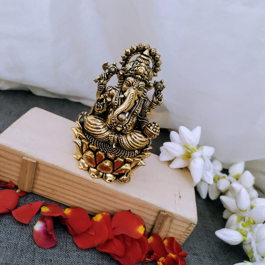 Brass Lord Ganesha idol - 8 cm