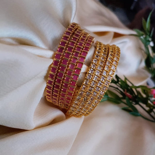 Square Shape stone bangles - Premium quality stones