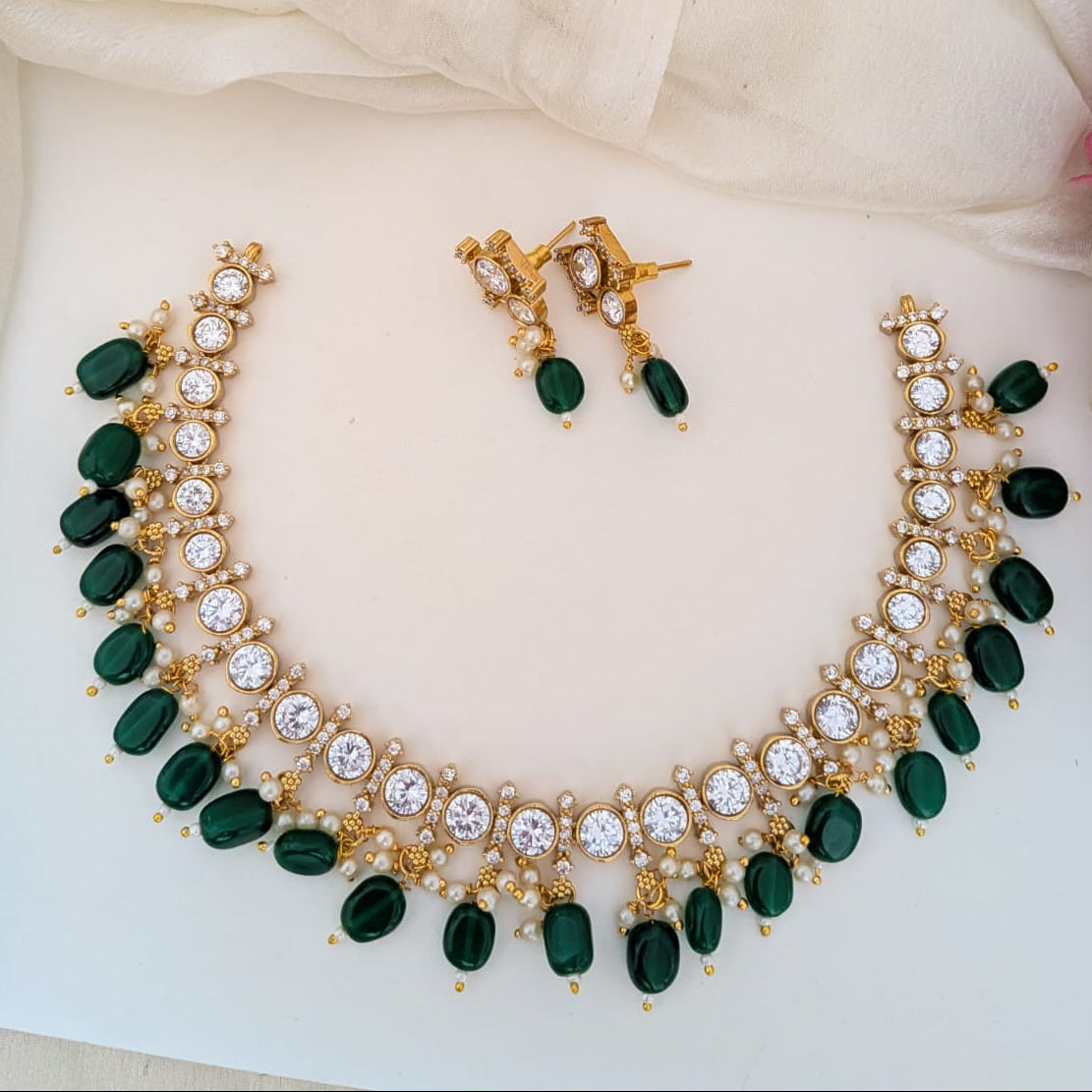 Kundan stone necklace set