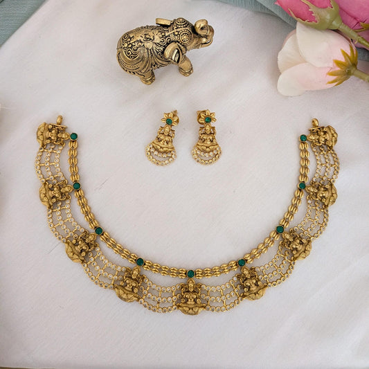 Goddess lakshmi motifs necklace set