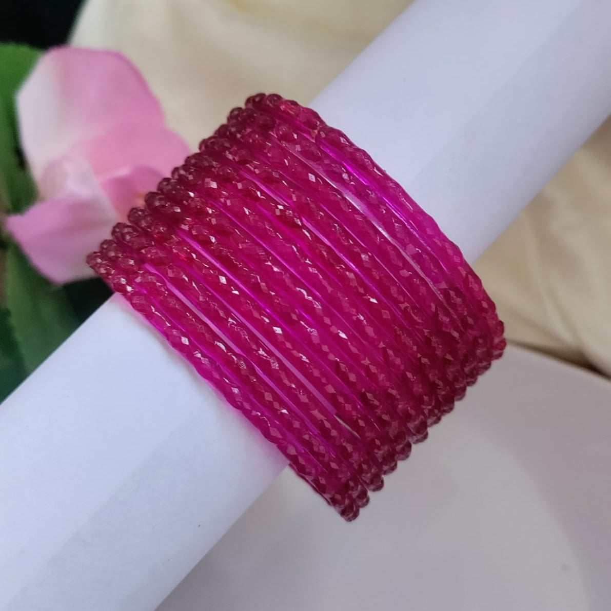 Raindrop Glass Bangles Plain - Crystal cut