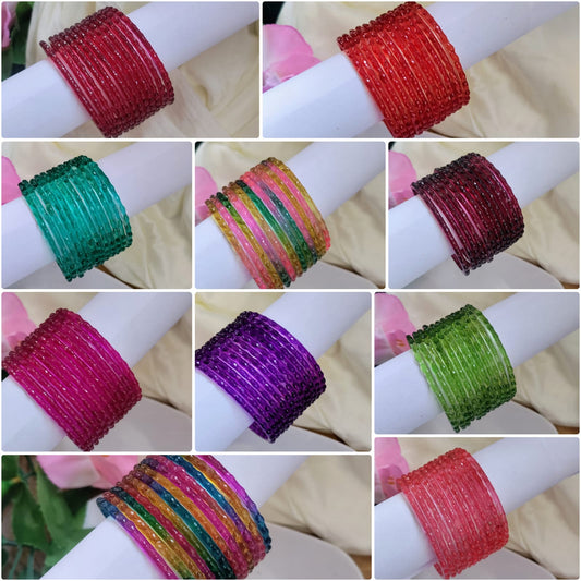 Raindrop Glass Bangles Plain - Crystal cut