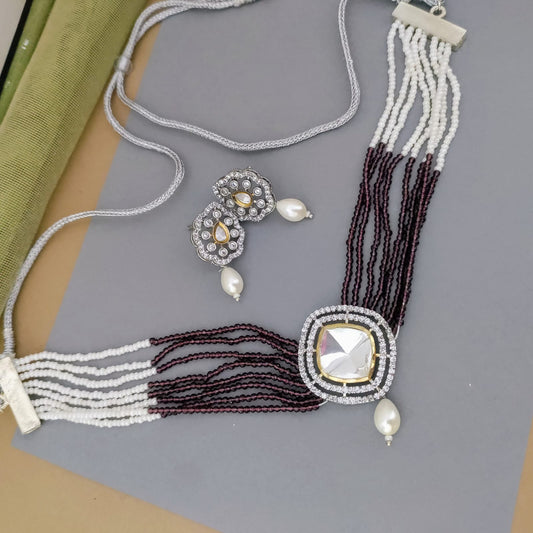 Purple kundan chocker