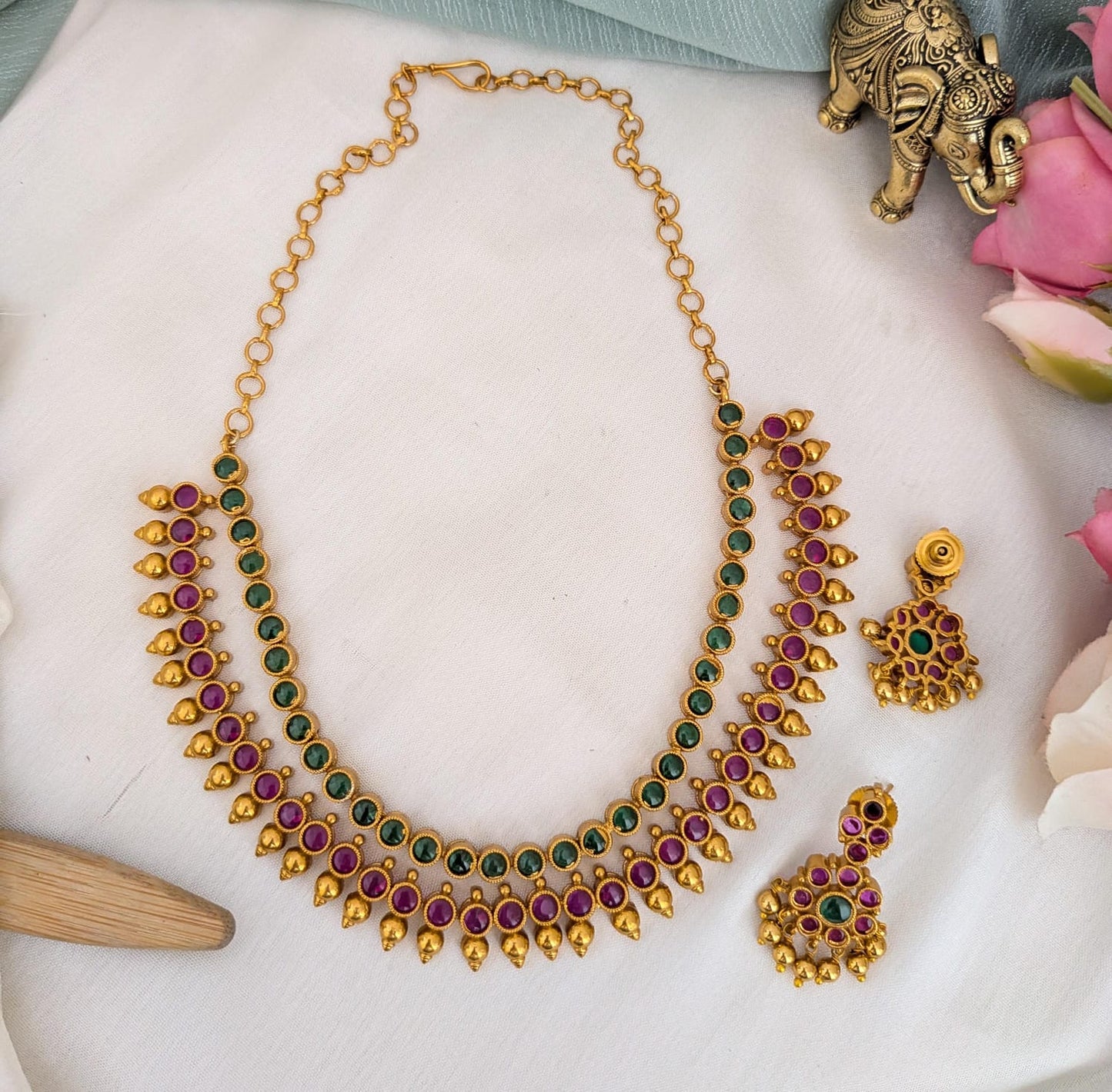 Kemp stone 2 leyer necklce set