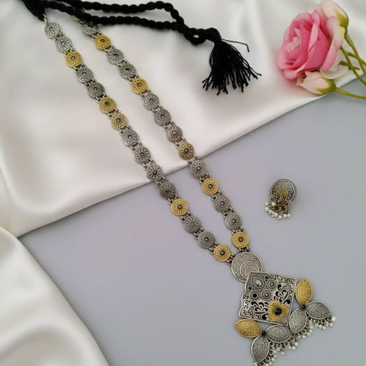 Dualtone block stone long chain set