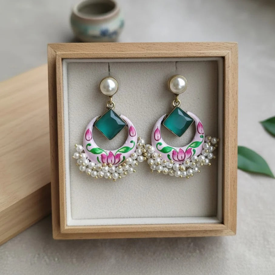 Painted stone earring