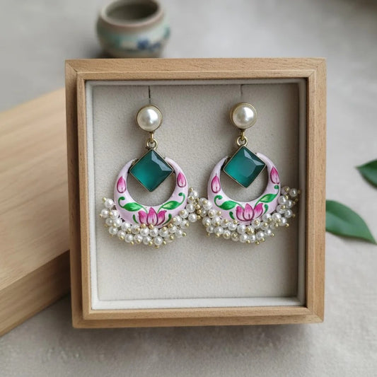 Painted stone earring