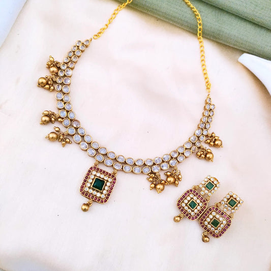 Two layered white stone necklace