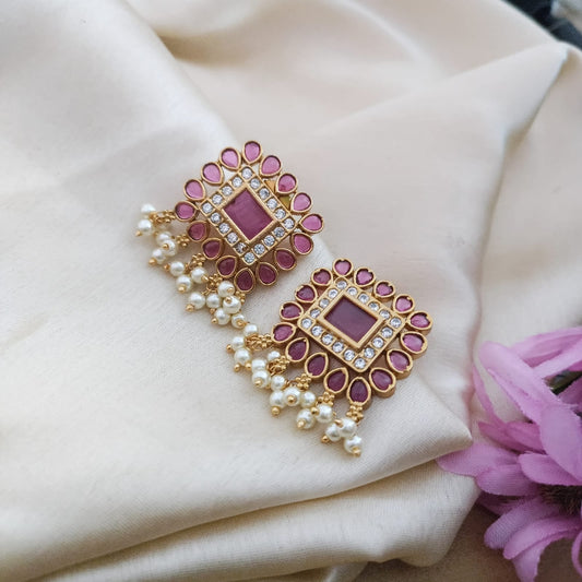 Ruby stone earring