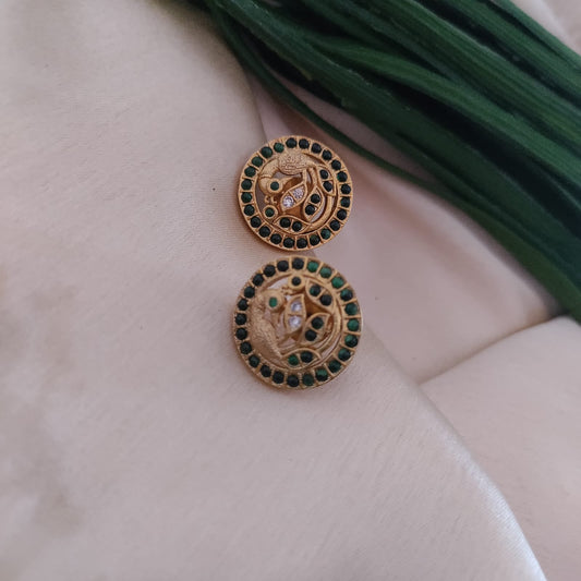 Green stone peacock stud