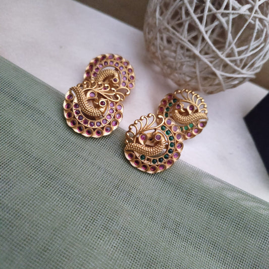 Peacock ruby stone stud