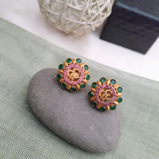 Om stone stud earring