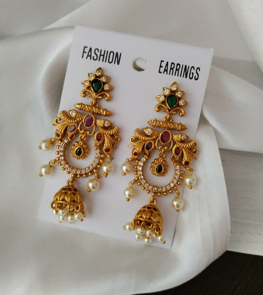 Golden stone jumkha earring