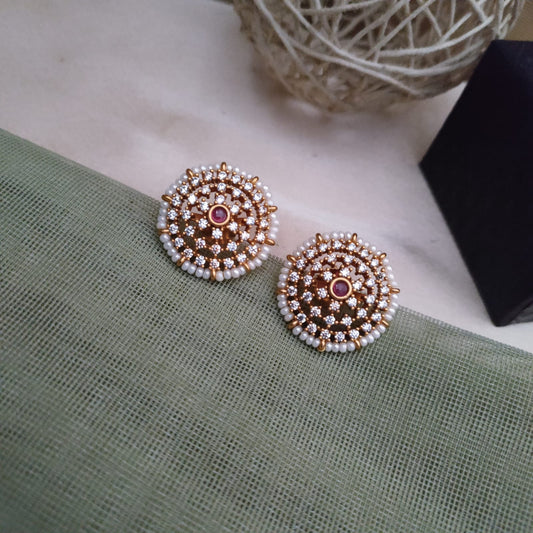 White stone stud earring
