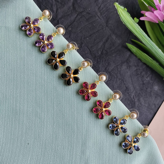 5 stone flower earring