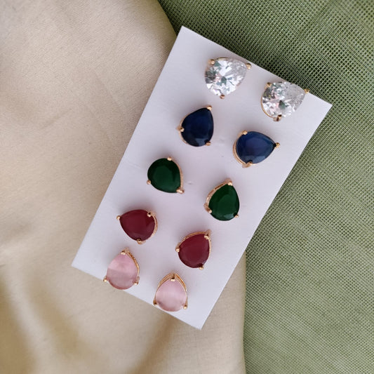 Drop golden stone stud earring