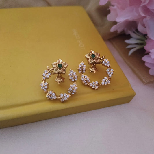 White stone flower earring