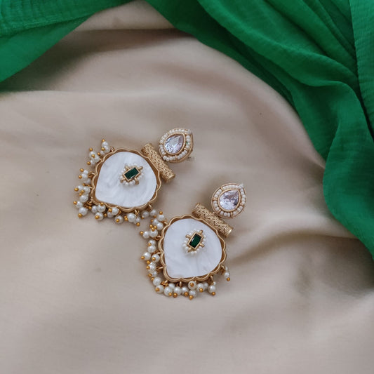 White stone drop earring