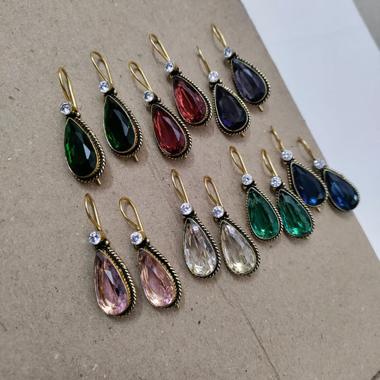 Drop stone hook earring