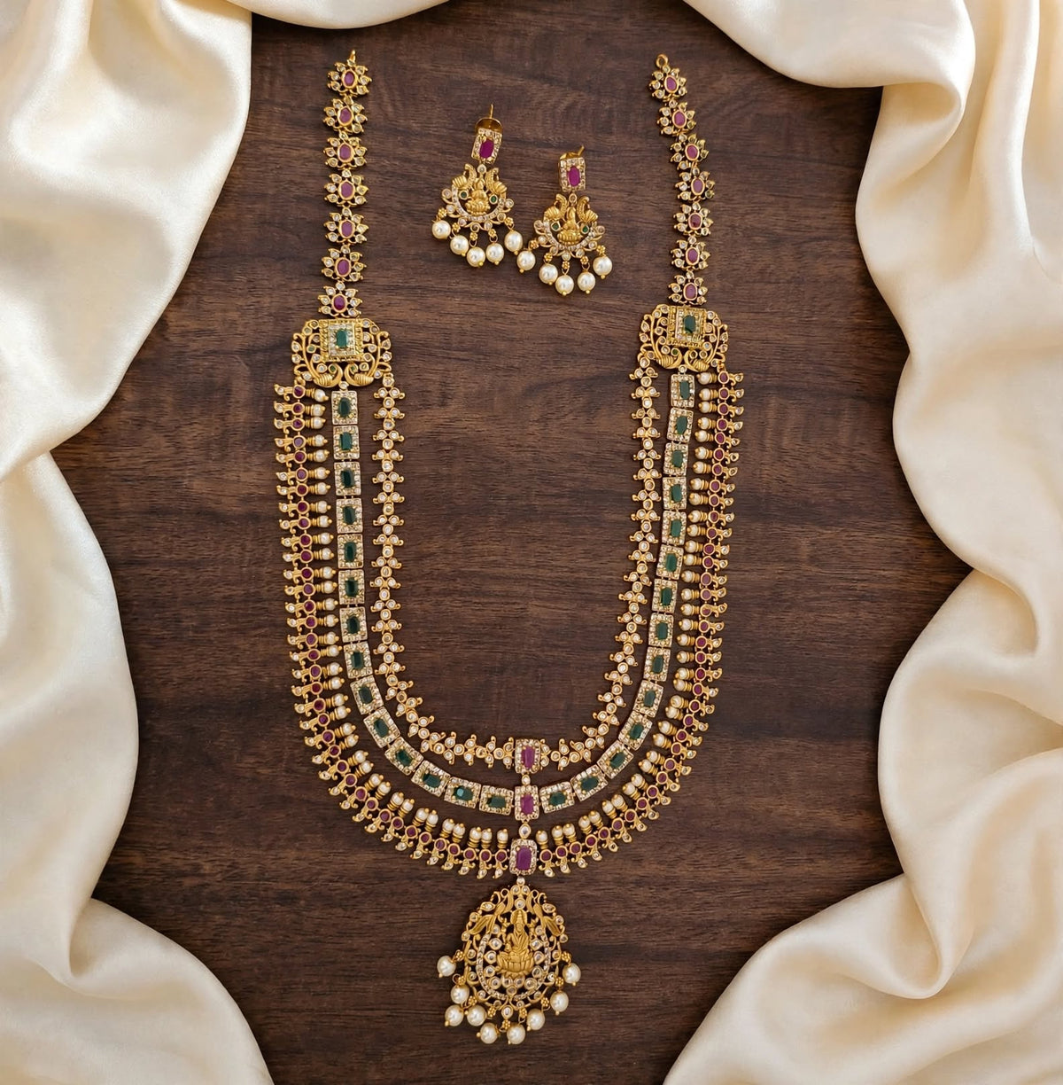 3 layered Kemp Bridal Necklace Set