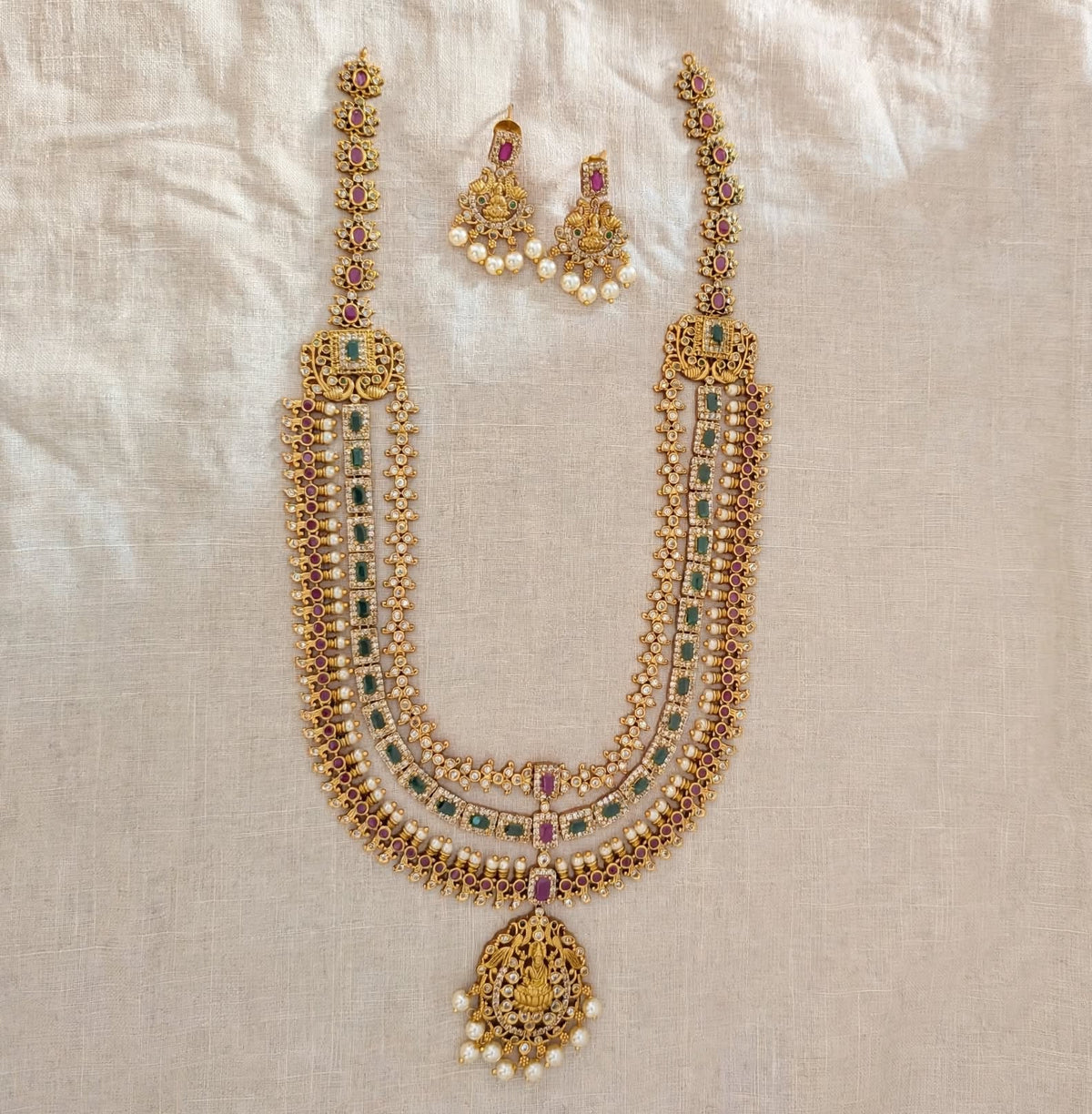 3 layered Kemp Bridal Necklace Set