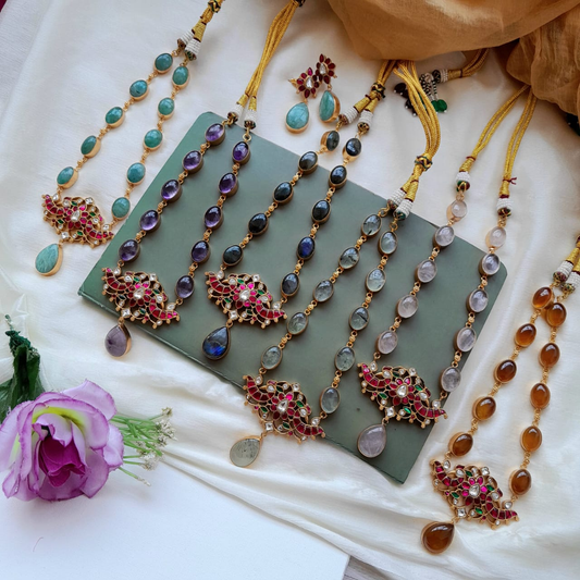 Bold and beautiful Jadau kundan exclusive stone necklace set