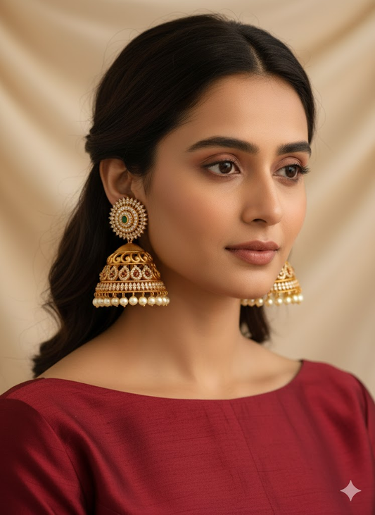 Golden big jumkha earring