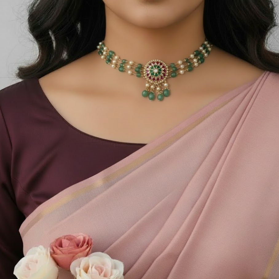 3 Layered Jadau kundan choker
